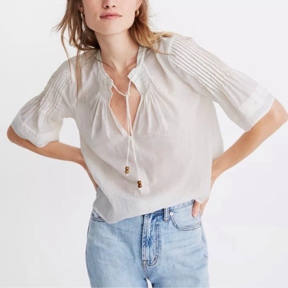 Madewell Tops - Madewelll X Warm Pintuck Tie Neck Top